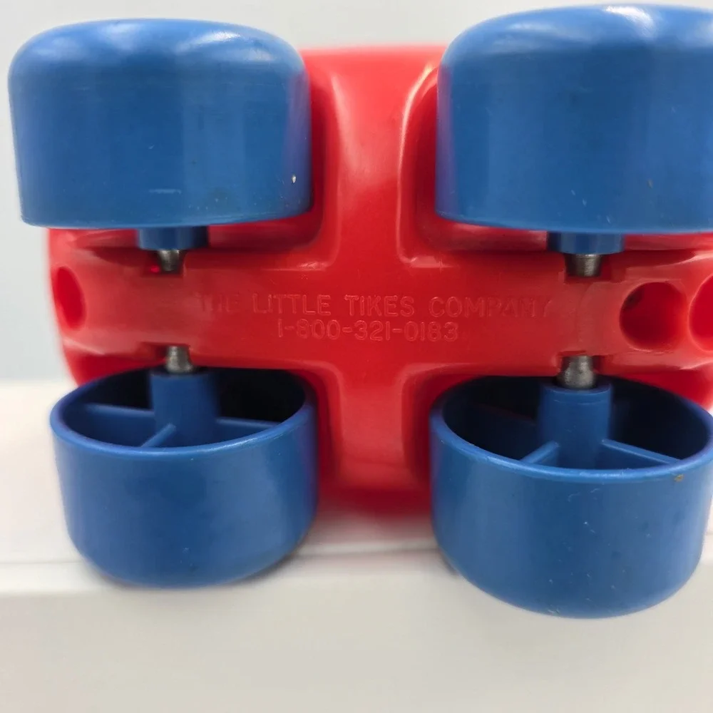 Vtg Little Tikes Little People Mini Toy Car Red Yellow Blue Plastic 4.5